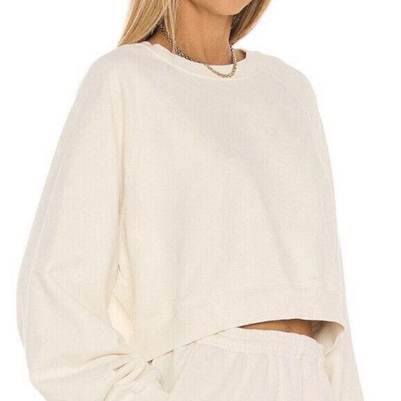 SIXTHREESEVEN Women's The Raglan Crewneck Sweatshirt in Butter Small READ (10-7) - Picture 2 of 7